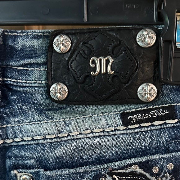 Miss Me Low Rise Boot Cut Jeans with Silver Sequin Detail - Picture 4 of 7